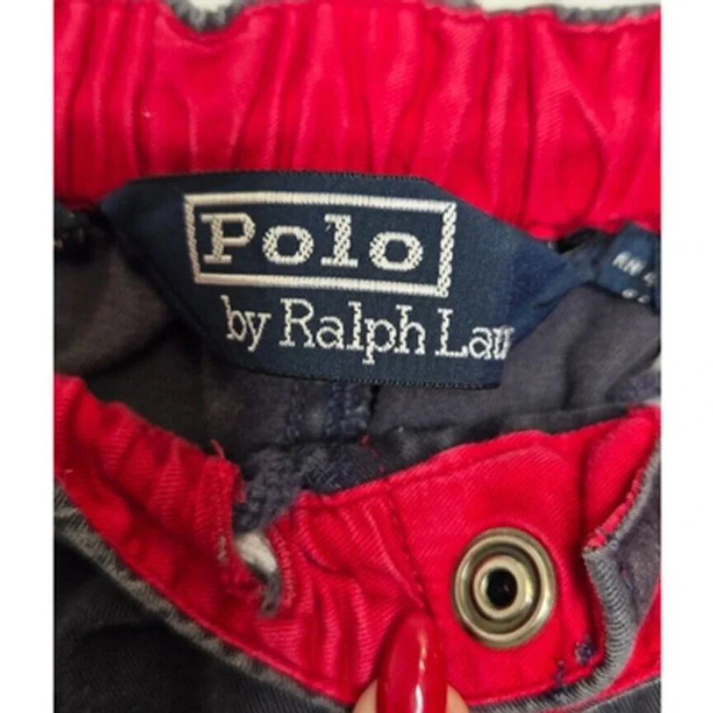 Vintage Polo Ralph Lauren Mens Chino Shorts Large Gray Blue Cotton Elastic Waist